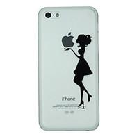 girl holds the apple label pattern pc hard back cover case for iphone  ...