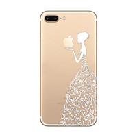 Girl Pattern Ultra-thin Transparent Playing with Apple Logo Case Back Cover Case Soft TPU for iPhone 7 7 plus 6s 6Plus SE 5S 5