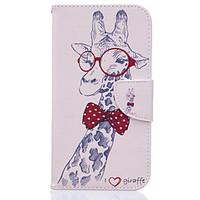 giraffes pattern pu leather full body leather case with card slots for ...