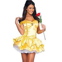 Girls Summer Belle Dresses Costumes Princess Fairytale Costumes Halloween Yellow Patchwork Terylene Dress / More Accessories