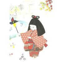 Girl With Paper Windmill Greeting Card