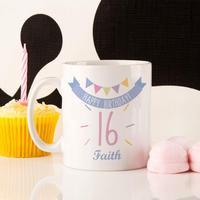 Girls 16th Birthday Bunting Mug