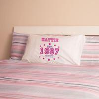 girls 18th birthday established year pillowcase