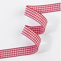 Gingham Ribbon 15mm - Red & White