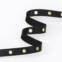 gingham ribbon 15mm black gold