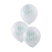 Ginger Ray Hello World Mint Balloons 10 Pack