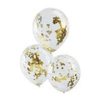 Ginger Ray Gold Confetti Balloons 5 Pack