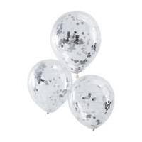 Ginger Ray Silver Confetti Balloons 5 Pack