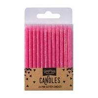 Ginger Ray Pink Glitter Candles 24 Pack