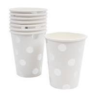 Ginger Ray Silver Polka Dot Paper Cups 8 Pack