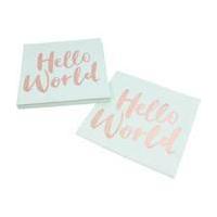 Ginger Ray Hello World Mint and Rose Gold Paper Napkins 20 Pack