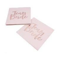 Ginger Ray Team Bride Pink and Rose Gold Hen Party Napkins 16 Pack