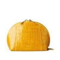 GILLAN Premium Cosmetic Bag Phone Charger in Mustard Crocos