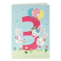 Girl\'s Age 3 Rabbit Card