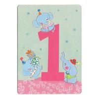 Girl\'s Age 1 Elephant Card