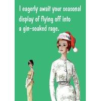 Gin-Soaked Rage - Funny Christmas Card