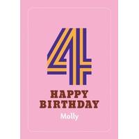 Girls 4th | Fourth Birthday Card
