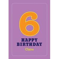 girls 6th sixth birthday card