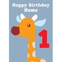 Giraffe 1st Birthday Card