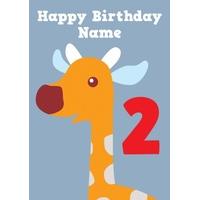 Giraffe 2nd | Second Birthday Card