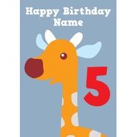 Giraffe 5th Birthday Card