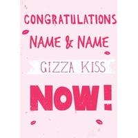 gizza kiss personalised congratulations card
