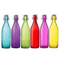 Giara Coloured Glass Swing Top Bottles 1ltr (Set of 6)