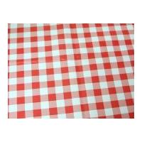 Gingham Check Print Plastic Coated PVC Table Protector Fabric Red