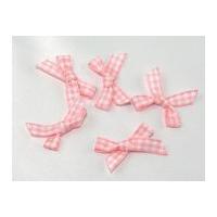 Gingham Print Ribbon Bows Pale Pink/White