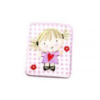 Girl Embroidered Iron On Motif Applique 60mm x 70mm Lilac