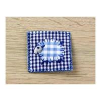 Gingham Sheep Patch Embroidered Iron On Motif Applique Blue