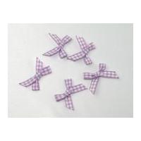 Gingham Print Ribbon Bows Lilac/White