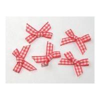 Gingham Print Ribbon Bows Cerise Pink/White