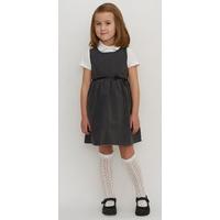 Girls School Pinafore With Bow - Grey - Infant
