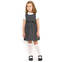 Girls School Pinafore With Bow - Grey - Junior