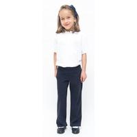 Girls Drop Waist School Trousers With Adjustable Waist - Navy Blue - Junior