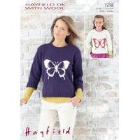 girls and womens round neck butterfly motif sweater in hayfield dk wit ...