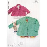Girls Shawl Collared and V Neck Cardigans in Hayfield Baby Chunky (4599)