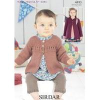 Girls Round Neck and Peter Pan Collar Coat in Sirdar Snuggly DK (4493)