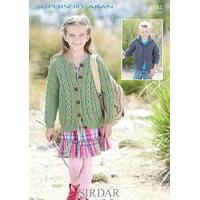 Girls Round Neck and Boys Hooded Cardigans in Sirdar Supersoft Aran (2434)