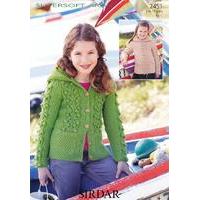Girls Hooded Sweater and Jacket in Sirdar Supersoft Aran (2451)