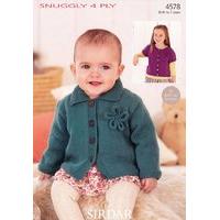 Girls Long Sleeved Flat Collared Cardigan and Short Sleeved Round Neck Cardigan in Sirdar Snuggly 4 Ply (4578)
