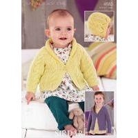 Girls Shawl Collared and V Neck Cardigans and Bonnet in Sirdar Snuggly DK (4580)