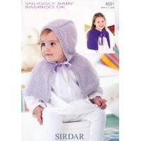 Girls Round Neck and Hooded Capes in Sirdar Snuggly Baby Bamboo DK (4591)