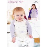 Girls Roll Neck and Round Neck Sweaters with Rabbit Face in Sirdar Snuggly Baby Bamboo DK (4587)