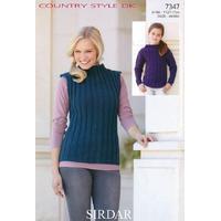 Girls Long Sleeve and Womens Sleeveless Tops in Sirdar Country Style DK (7347)