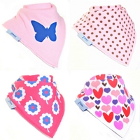 Girls Pretty Pinks Zippy Fun bandana bib - 4 pack