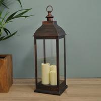 Giant Copper Battery Operated Candle Lantern by Smart Solar