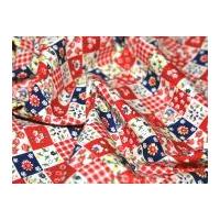 gingham patchwork print cotton poplin fabric red