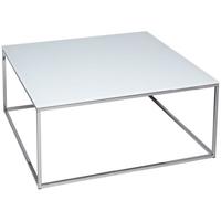 Gillmore Space Kensal White Coffee Table - with Polished Steel Base Square